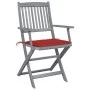 Folding garden chairs 6 pcs with solid acacia wood cushions by vidaXL, Garden chairs - Ref: Foro24-3065413, Price: 305,32 €, ...