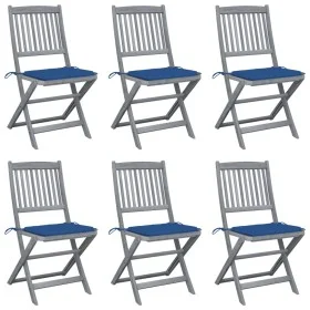 Folding garden chairs 6 pcs solid acacia wood cushions by vidaXL, Garden chairs - Ref: Foro24-3065438, Price: 312,07 €, Disco...