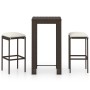 3-piece garden bar set and brown synthetic rattan cushions by vidaXL, Garden sets - Ref: Foro24-3064774, Price: 173,45 €, Dis...