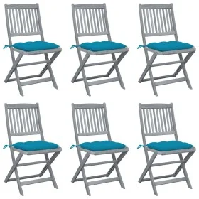 Klappbare Gartenstühle 6 Stück Kissen massives Akazienholz von vidaXL, Gartenstühle - Ref: Foro24-3065453, Preis: 318,46 €, R...
