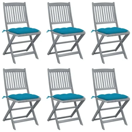 Folding garden chairs 6 pcs with solid acacia wood cushions by vidaXL, Garden chairs - Ref: Foro24-3065453, Price: 318,46 €, ...