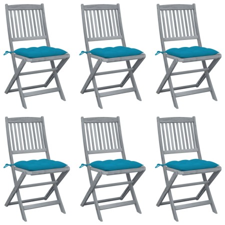 Klappbare Gartenstühle 6 Stück Kissen massives Akazienholz von vidaXL, Gartenstühle - Ref: Foro24-3065453, Preis: 335,75 €, R...