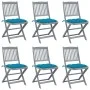 Folding garden chairs 6 pcs with solid acacia wood cushions by vidaXL, Garden chairs - Ref: Foro24-3065453, Price: 318,46 €, ...