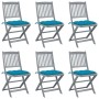 Klappbare Gartenstühle 6 Stück Kissen massives Akazienholz von vidaXL, Gartenstühle - Ref: Foro24-3065453, Preis: 335,75 €, R...