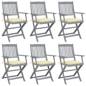Klappbare Gartenstühle 6 Stück Kissen massives Akazienholz von vidaXL, Gartenstühle - Ref: Foro24-3065424, Preis: 299,68 €, R...