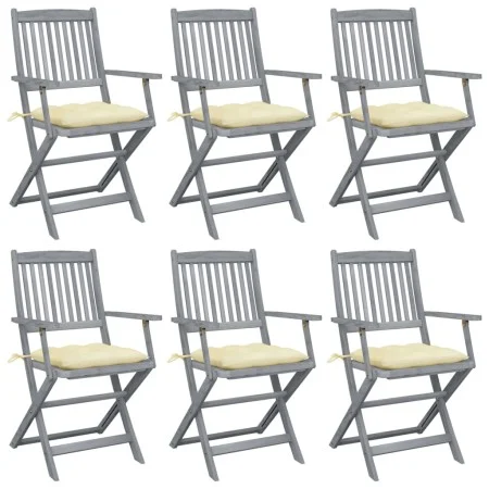 Klappbare Gartenstühle 6 Stück Kissen massives Akazienholz von vidaXL, Gartenstühle - Ref: Foro24-3065424, Preis: 300,32 €, R...