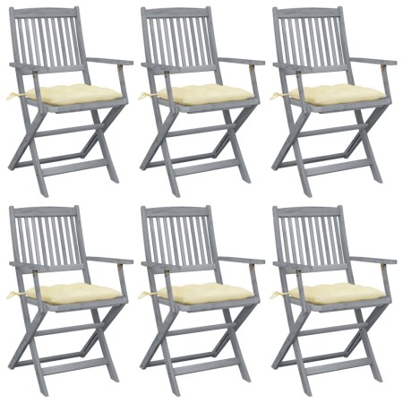 Klappbare Gartenstühle 6 Stück Kissen massives Akazienholz von vidaXL, Gartenstühle - Ref: Foro24-3065424, Preis: 299,68 €, R...