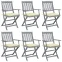 Klappbare Gartenstühle 6 Stück Kissen massives Akazienholz von vidaXL, Gartenstühle - Ref: Foro24-3065424, Preis: 300,32 €, R...