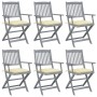 Klappbare Gartenstühle 6 Stück Kissen massives Akazienholz von vidaXL, Gartenstühle - Ref: Foro24-3065424, Preis: 299,68 €, R...