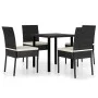 5-teiliges Garten-Ess-Set aus schwarzem synthetischem Rattan von vidaXL, Gartensets - Ref: Foro24-3065694, Preis: 314,37 €, R...