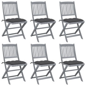 Folding garden chairs 6 pcs solid acacia wood cushions by vidaXL, Garden chairs - Ref: Foro24-3065449, Price: 332,98 €, Disco...