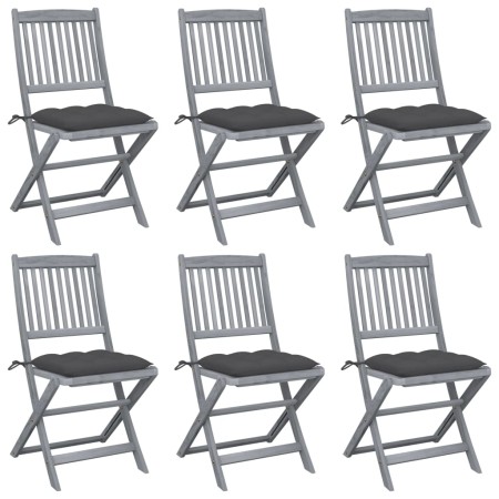 Klappbare Gartenstühle, 6 Stück, Kissen aus massivem Akazienholz von vidaXL, Gartenstühle - Ref: Foro24-3065449, Preis: 339,2...