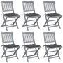 Klappbare Gartenstühle, 6 Stück, Kissen aus massivem Akazienholz von vidaXL, Gartenstühle - Ref: Foro24-3065449, Preis: 316,0...