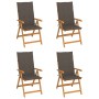 Sillas de jardín 4 uds madera de teca con cojines gris taupe de vidaXL, Sillas de jardín - Ref: Foro24-3065538, Precio: 423,66 €