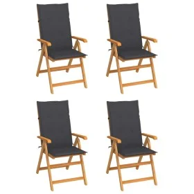 Gartenstühle 4 Stück Teakholz und anthrazitgraue Kissen von vidaXL, Gartenstühle - Ref: Foro24-3065530, Preis: 510,40 €, Raba...