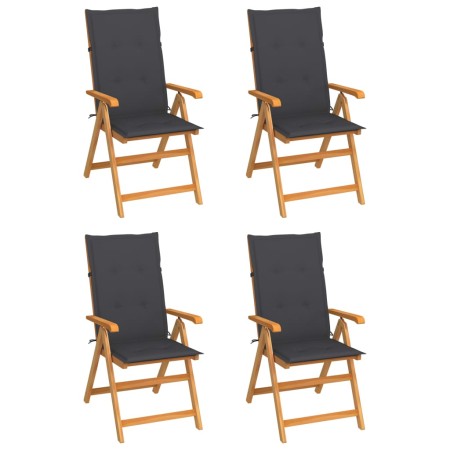 Gartenstühle 4 Stück Teakholz und anthrazitgraue Kissen von vidaXL, Gartenstühle - Ref: Foro24-3065530, Preis: 517,86 €, Raba...