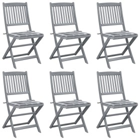 Folding garden chairs 6 pcs solid acacia wood cushions by vidaXL, Garden chairs - Ref: Foro24-3065448, Price: 327,73 €, Disco...