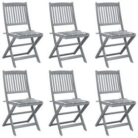 Klappbare Gartenstühle, 6 Stück, Kissen aus massivem Akazienholz von vidaXL, Gartenstühle - Ref: Foro24-3065448, Preis: 311,1...