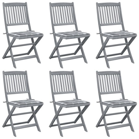 Folding garden chairs 6 pcs solid acacia wood cushions by vidaXL, Garden chairs - Ref: Foro24-3065448, Price: 327,73 €, Disco...