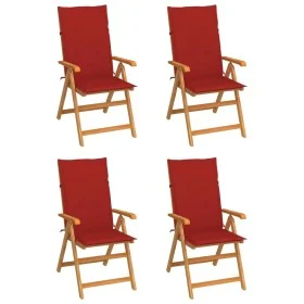 Garden chairs 4 units solid teak wood red cushions by vidaXL, Garden chairs - Ref: Foro24-3065536, Price: 524,18 €, Discount: %