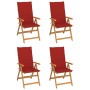 Garden chairs 4 units solid teak wood red cushions by vidaXL, Garden chairs - Ref: Foro24-3065536, Price: 530,14 €, Discount: %