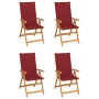 Gartenstühle 4 Stück Teakholz mit roten Kissen von vidaXL, Gartenstühle - Ref: Foro24-3065539, Preis: 512,08 €, Rabatt: %