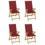 Sillas de jardín 4 uds madera de teca con cojines rojo tinto de vidaXL, Sillas de jardín - Ref: Foro24-3065539, Precio: 512,0...
