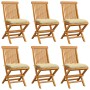 Garden chairs 6 pcs teak wood with cream white cushions by vidaXL, Garden chairs - Ref: Foro24-3065607, Price: 402,39 €, Disc...