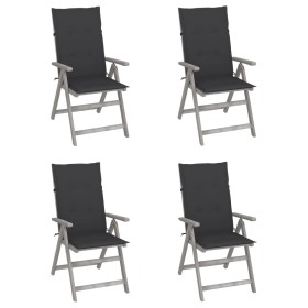 Reclining garden chairs 4 pcs cushions solid acacia wood by vidaXL, Garden chairs - Ref: Foro24-3065377, Price: 317,31 €, Dis...