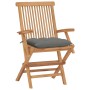 Sillas de jardín 4 uds madera maciza de teca con cojines grises by vidaXL, Garden chairs - Ref: Foro24-3065633, Price: 386,29...