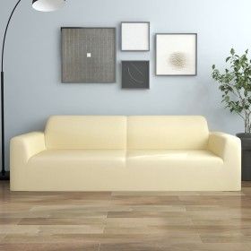 Elastische Hülle für 3-Sitzer-Sofa aus Jersey-Polyester in Creme von vidaXL, Abdeckungen - Ref: Foro24-332946, Preis: 25,59 €...