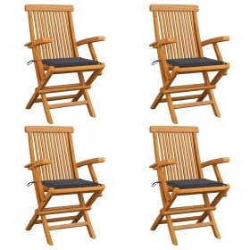Garden chairs 4 units teak wood with anthracite gray cushions by vidaXL, Garden chairs - Ref: Foro24-3065617, Price: 395,08 €...