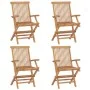 Gartenstühle 4 Stück aus Teakholz mit weißen cremefarbenen Kissen von vidaXL, Gartenstühle - Ref: Foro24-3065634, Preis: 361,...