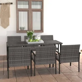 7-piece synthetic rattan gray garden dining set by vidaXL, Garden sets - Ref: Foro24-3065715, Price: 412,62 €, Discount: %