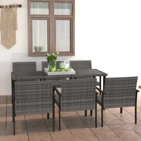 7-piece synthetic rattan gray garden dining set by vidaXL, Garden sets - Ref: Foro24-3065715, Price: 412,62 €, Discount: %
