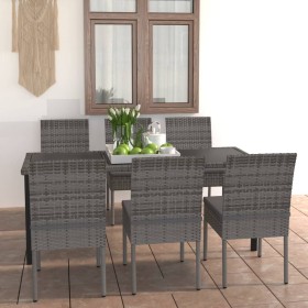 7-teiliges Garten-Esszimmerset aus synthetischem Rattangrau von vidaXL, Gartensets - Ref: Foro24-3065703, Preis: 494,42 €, Ra...