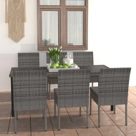 7-teiliges Garten-Esszimmerset aus synthetischem Rattangrau von vidaXL, Gartensets - Ref: Foro24-3065703, Preis: 489,03 €, Ra...
