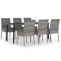 7-piece synthetic rattan gray garden dining set by vidaXL, Garden sets - Ref: Foro24-3065703, Price: 489,03 €, Discount: %