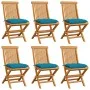 Gartenstühle 6 Stück Teakholz mit hellblauen Kissen von vidaXL, Gartenstühle - Ref: Foro24-3065609, Preis: 399,81 €, Rabatt: %