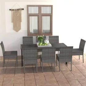 Juego de comedor para jardín 9 piezas ratán sintético gris de vidaXL, Conjuntos de jardín - Ref: Foro24-3065704, Precio: 559,...