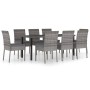 Garten-Essgruppe 9-teilig aus grauem synthetischem Rattan von vidaXL, Gartensets - Ref: Foro24-3065704, Preis: 613,29 €, Raba...