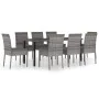 Juego de comedor para jardín 9 piezas ratán sintético gris de vidaXL, Conjuntos de jardín - Ref: Foro24-3065704, Precio: 566,...
