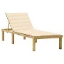 Sun lounger with cream cushion made of impregnated pine wood. by vidaXL, Loungers - Ref: Foro24-3065851, Price: 131,60 €, Dis...