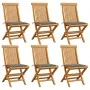 Gartenstühle 6 Einheiten mit grauen Teakholzkissen von vidaXL, Gartenstühle - Ref: Foro24-3065591, Preis: 383,73 €, Rabatt: %