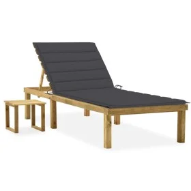 Garden lounger with impregnated pine wood table and cushion by vidaXL, Loungers - Ref: Foro24-3065834, Price: 130,64 €, Disco...