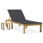 Garden lounger with impregnated pine wood table and cushion by vidaXL, Loungers - Ref: Foro24-3065834, Price: 141,23 €, Disco...