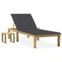 Gartenliege mit Tisch und Kissen aus imprägniertem Kiefernholz von vidaXL, Liegen - Ref: Foro24-3065834, Preis: 130,64 €, Rab...
