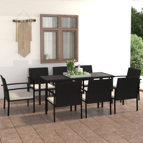 Garden dining set 9 pieces black synthetic rattan by vidaXL, Garden sets - Ref: Foro24-3065710, Price: 522,27 €, Discount: %