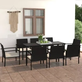 Garten-Essgruppe 9-teilig aus schwarzem synthetischem Rattan von vidaXL, Gartensets - Ref: Foro24-3065710, Preis: 515,67 €, R...