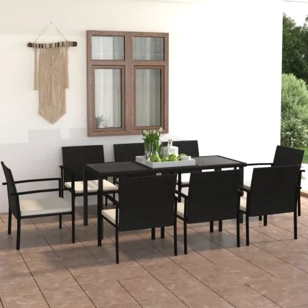 Garten-Essgruppe 9-teilig aus schwarzem synthetischem Rattan von vidaXL, Gartensets - Ref: Foro24-3065710, Preis: 520,12 €, R...